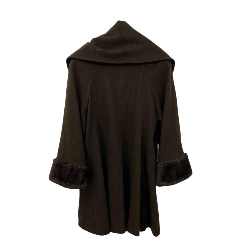 Vintage Worumbo Wool Brown Fur Cuff Swing Coat -Medium - Picture 4 of 5